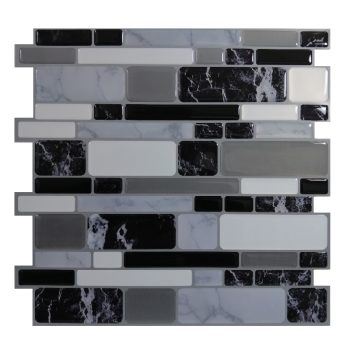 3D Azulejo Barras Gris Negra 76
